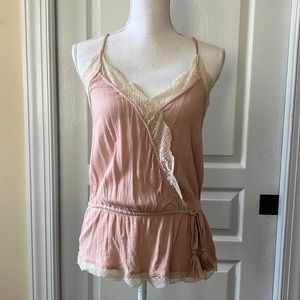 Pretty Pink Lace Trimmed Camisole-AE Outfitters-Medium